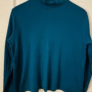 Lands' End Teal Long Sleeve Women's Mock Turtleneck